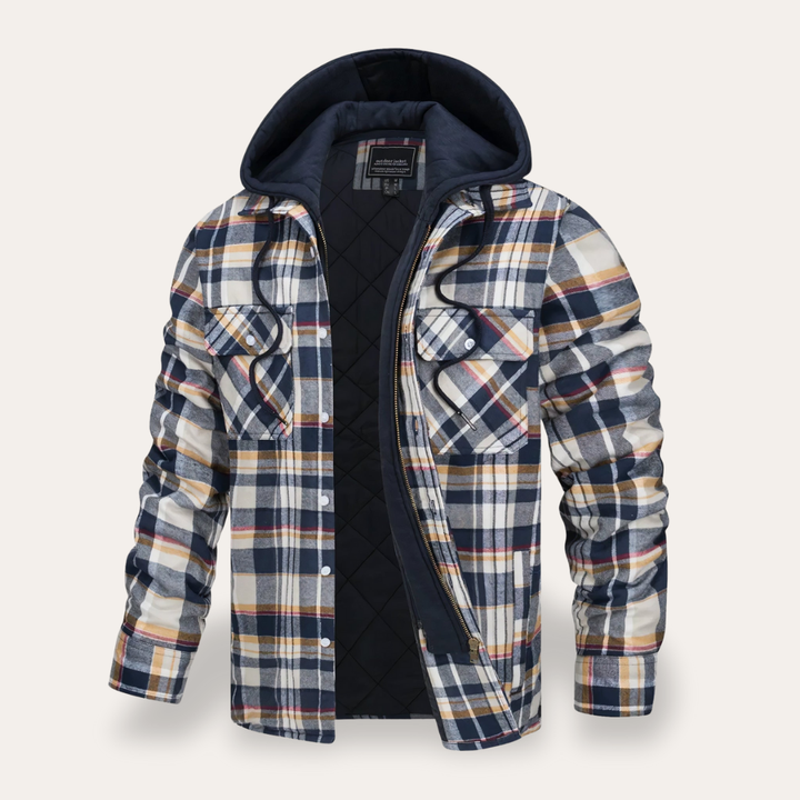 Herren Flanellhemd mit Kapuze Baumwolle Outdoorjacke | Vestea