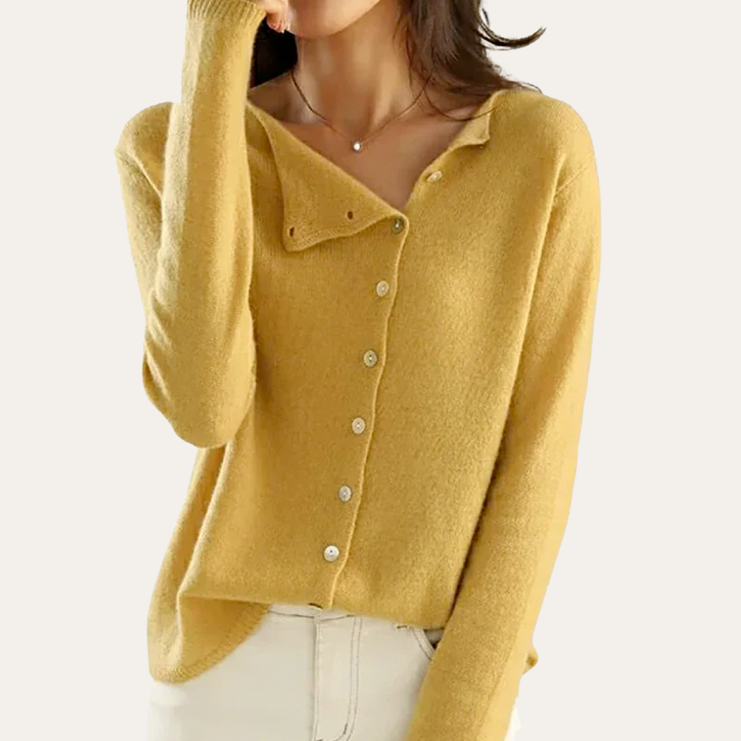 Damen Strickjacke Knopfleiste V-Ausschnitt Kaschmir-Mix Mehrfarbig | Vestea