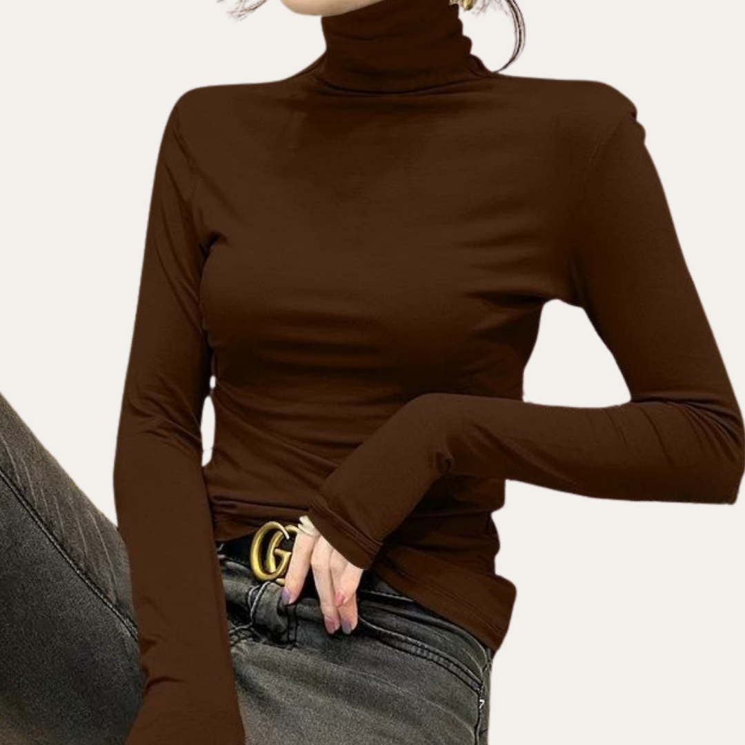 Damen Rollkragen Langarmshirt Slim Fit | Vestea
