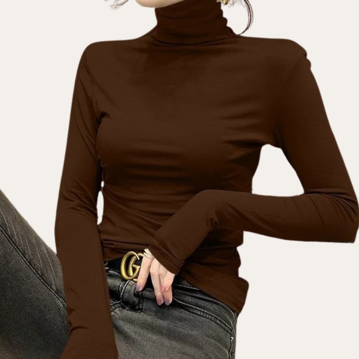 Damen Rollkragen Langarmshirt Slim Fit | Vestea