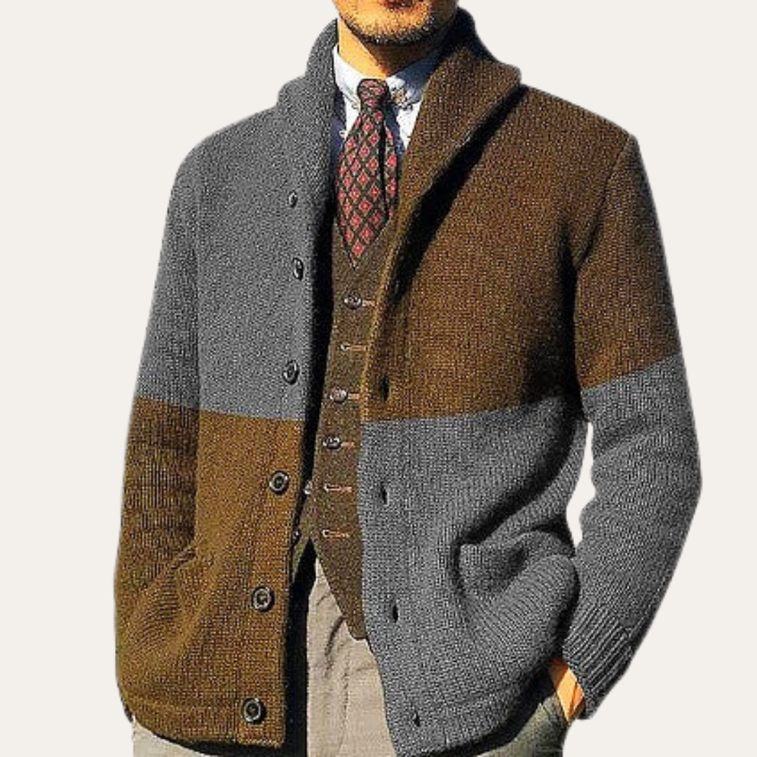 Herren Strickjacke mit Knopfleiste und Stehkragen | Vestea
