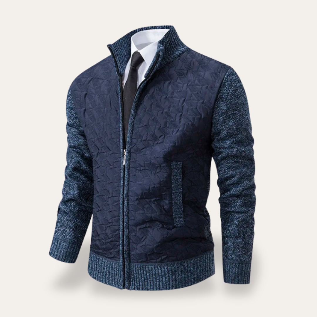 Herren Strickjacke mit Reißverschluss und Strukturmuster | Vestea