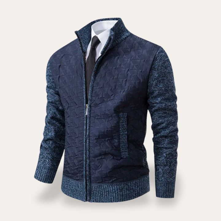 Herren Strickjacke mit Reißverschluss und Strukturmuster | Vestea