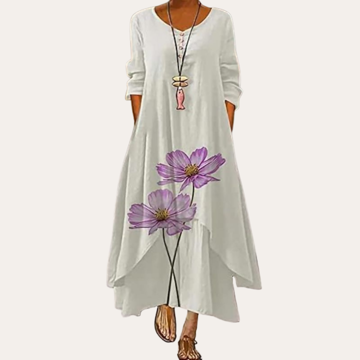 Blumenmuster Maxikleid Damen, Baumwolle | Vestea