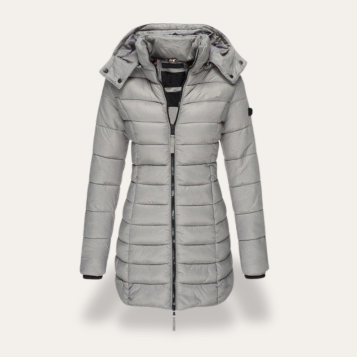 Damen Steppmantel mit Kapuze Winterjacke Reißverschluss | Vestea