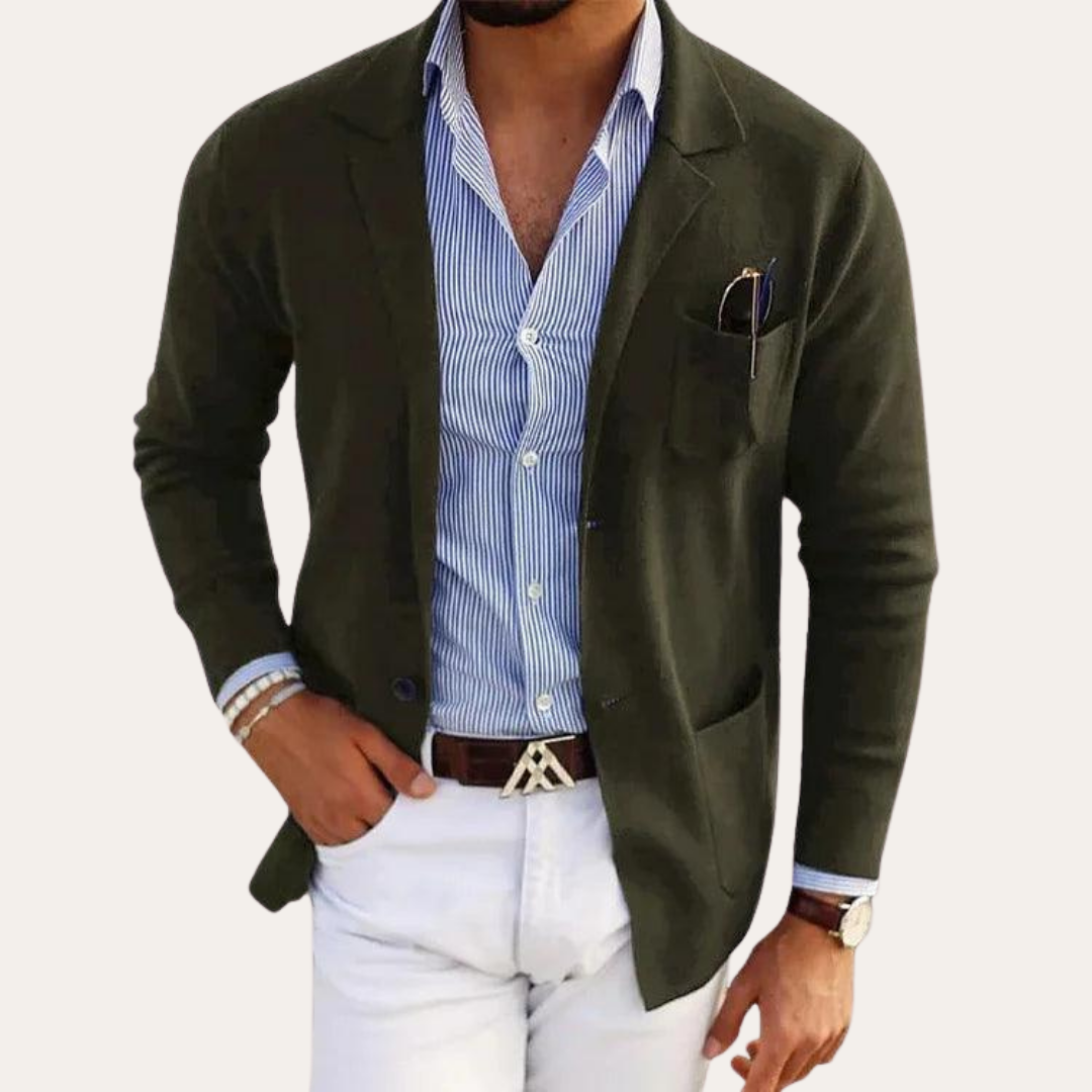 Herren Strickblazer Casual Sakko Leicht Slim Fit für Business Look | Vestea