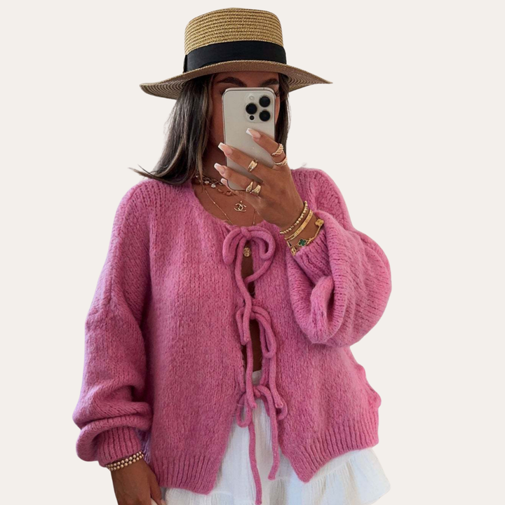 Damen Strickjacke mit Schleifen Elegant | Vestea