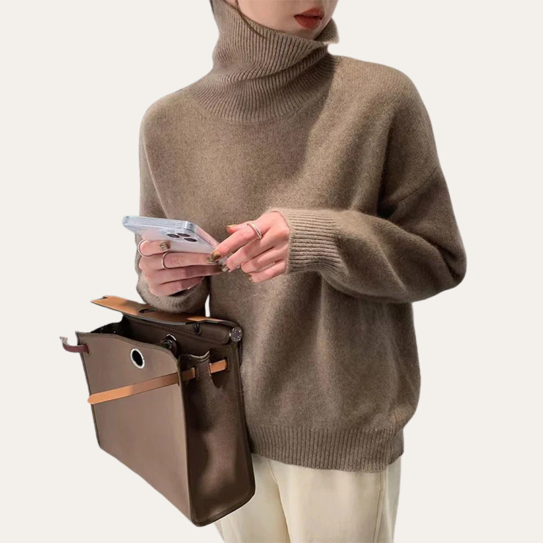 Damen Strickpullover mit Rollkragen Oversize | Vestea