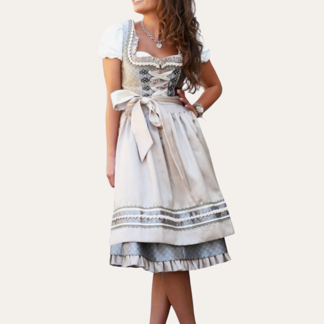 Damen Dirndl mit Schürze Trachtenkleid | Vestea