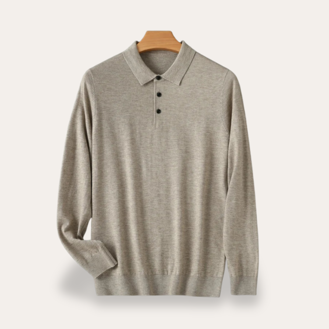 Herren Langarm-Polo-Shirt aus Baumwolle | Vestea