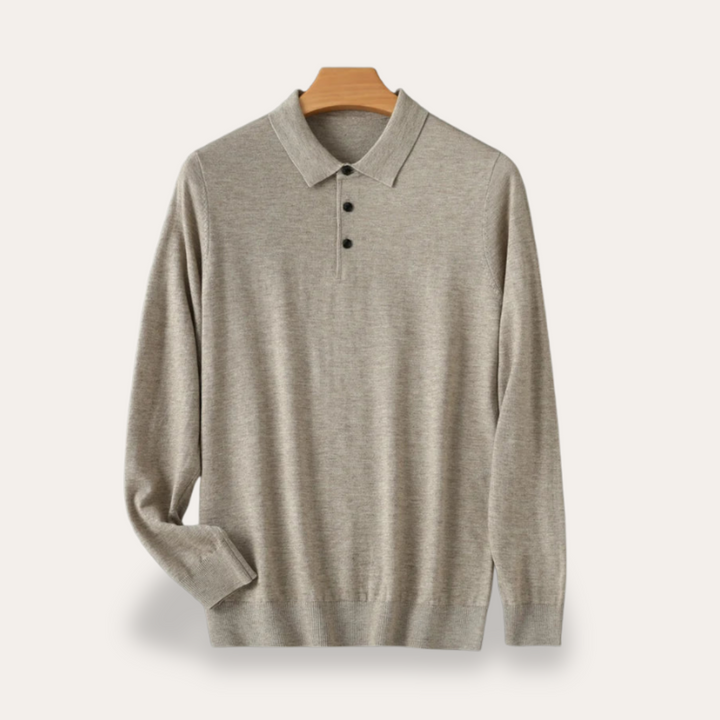 Herren Langarm-Polo-Shirt aus Baumwolle | Vestea