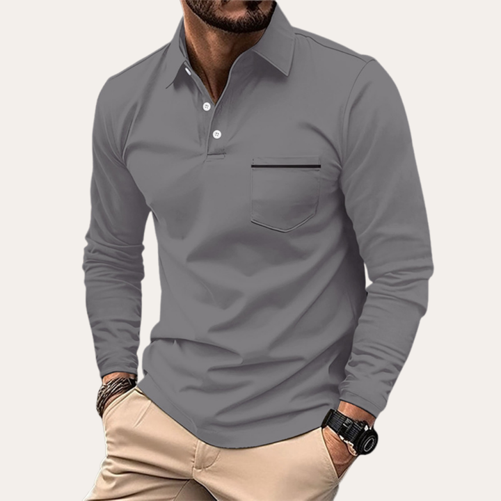 Herren Langarm Polohemd Slim Fit | Vestea