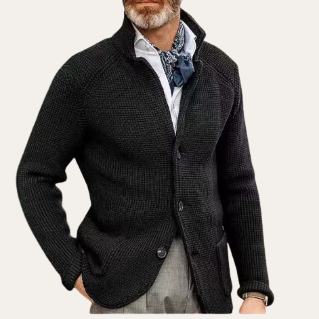 Herren Strickjacke mit Knöpfen Stehkragen | Vestea