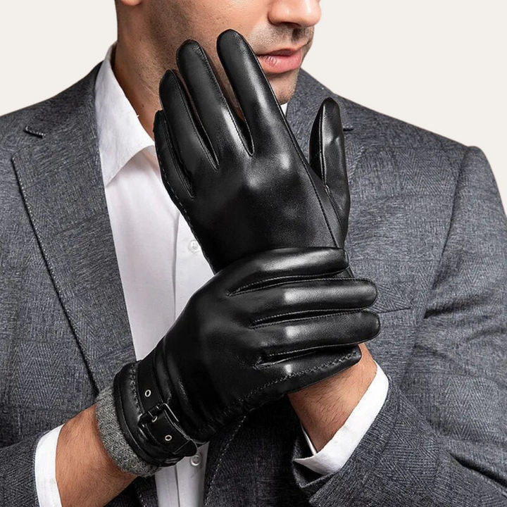 Herren Lederhandschuhe mit Riegel | Vestea
