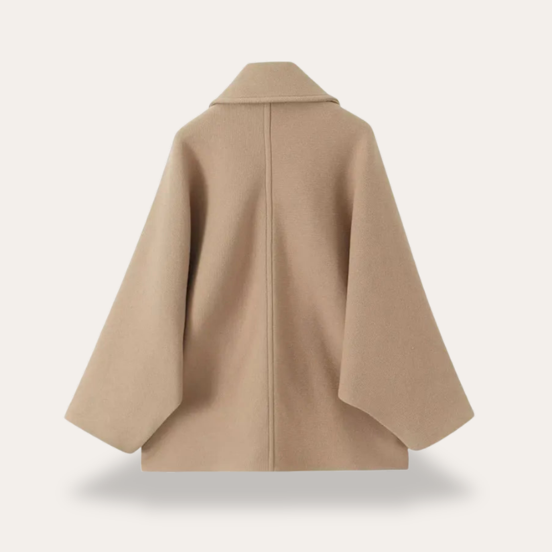 Damen Wollmantel Oversize Knöpfe Taschen aus Wolle | Vestea