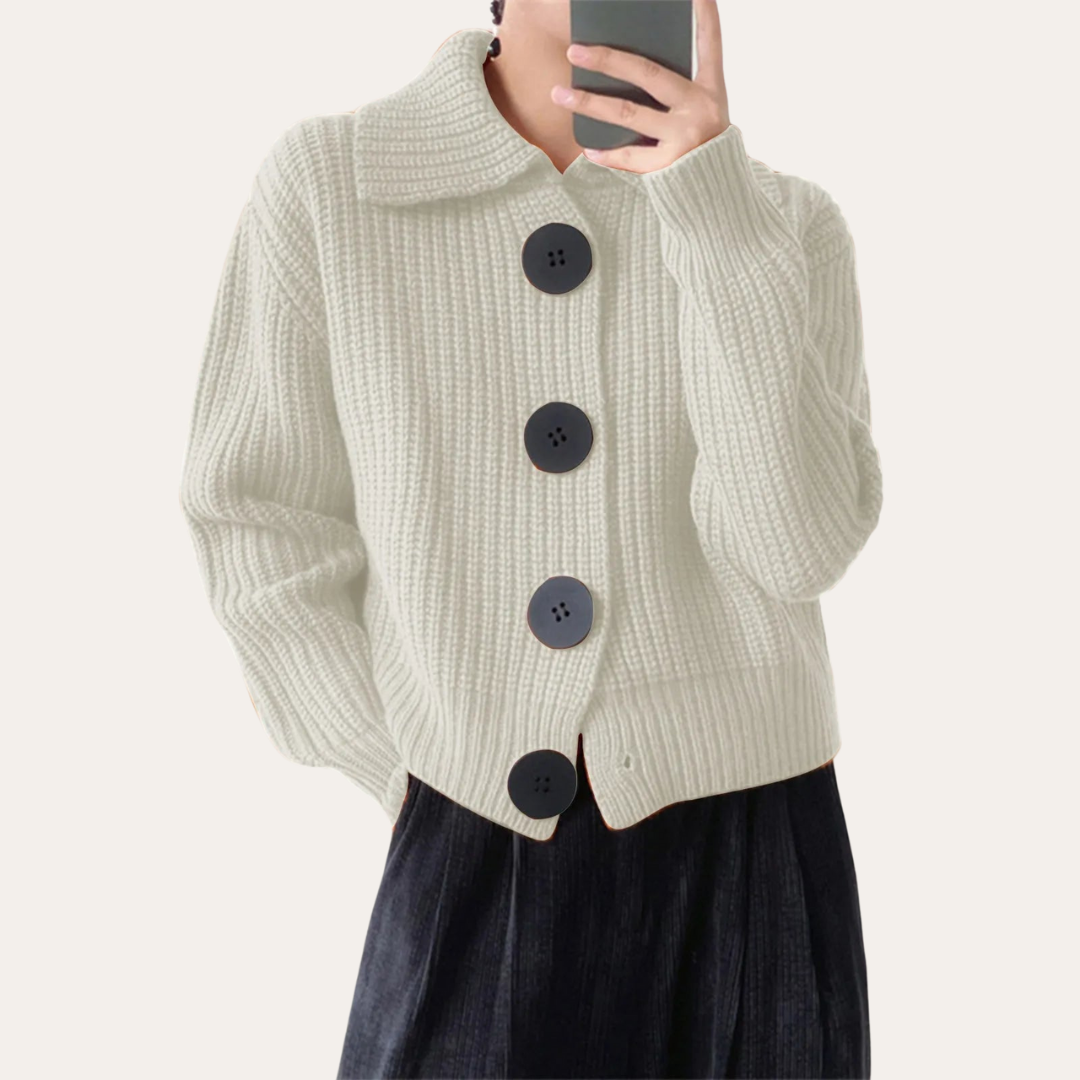 Damen Strickjacke mit Knöpfen Grobstrick Cardigan | Vestea