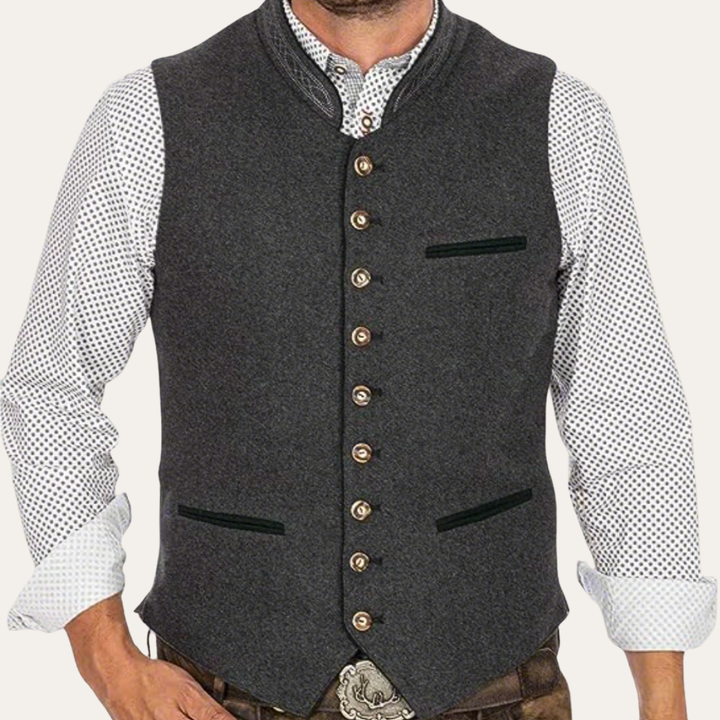 Herren Trachtenweste Wollmischung, Traditionelles Design | Vestea