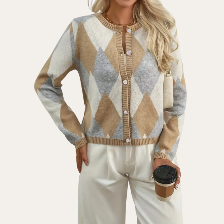 Damen Strickjacke Rautenmuster | Vestea