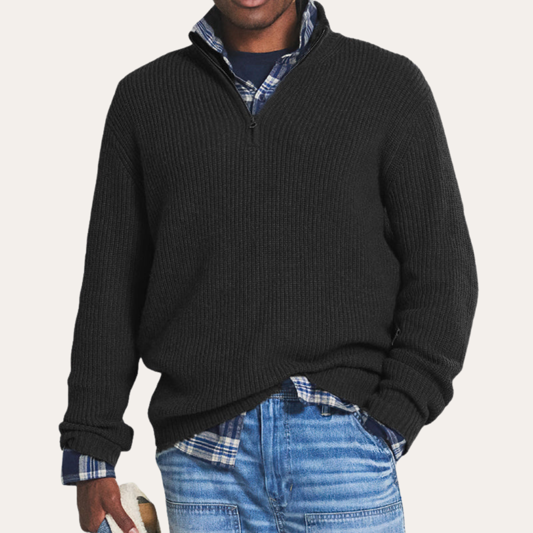 Herren Strickpullover mit Reißverschluss Langarm Mehrere Farben Freizeit | Vestea