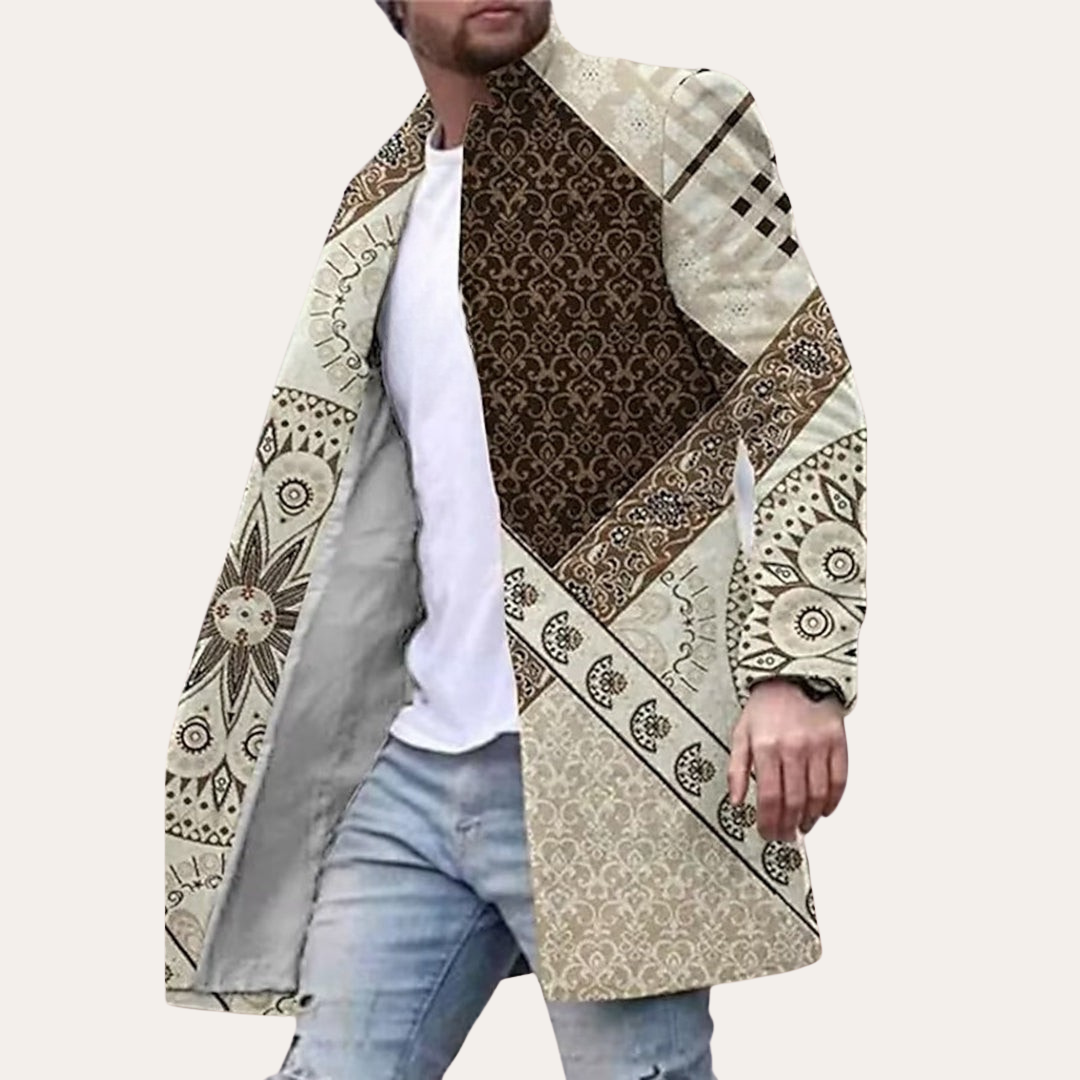 Herren Langmantel mit abstraktem Print | Vestea