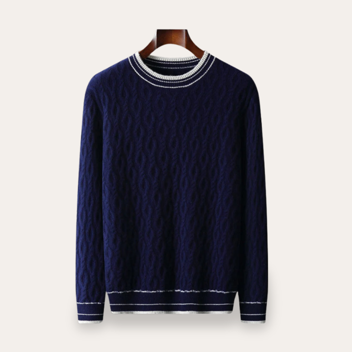 Herren Strickpullover Rundhals Wollmix Pullover | Vestea