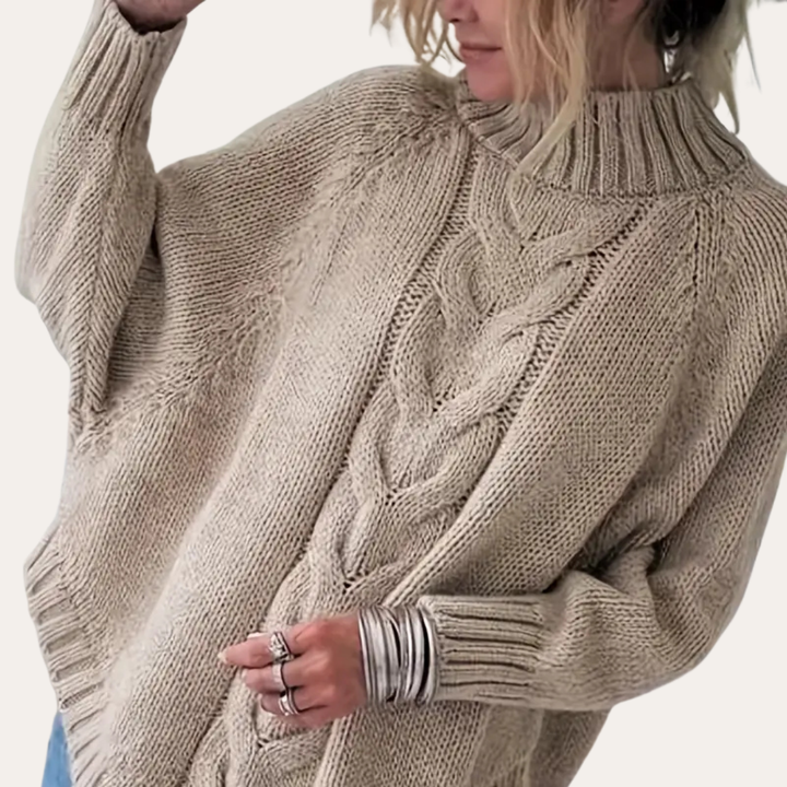 Strickpullover mit Zopfmuster für Damen | Vestea