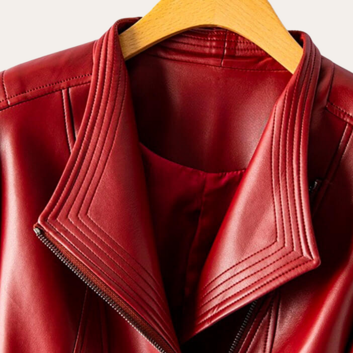 Damen Lederjacke mit Reißverschluss und Kragen | Vestea
