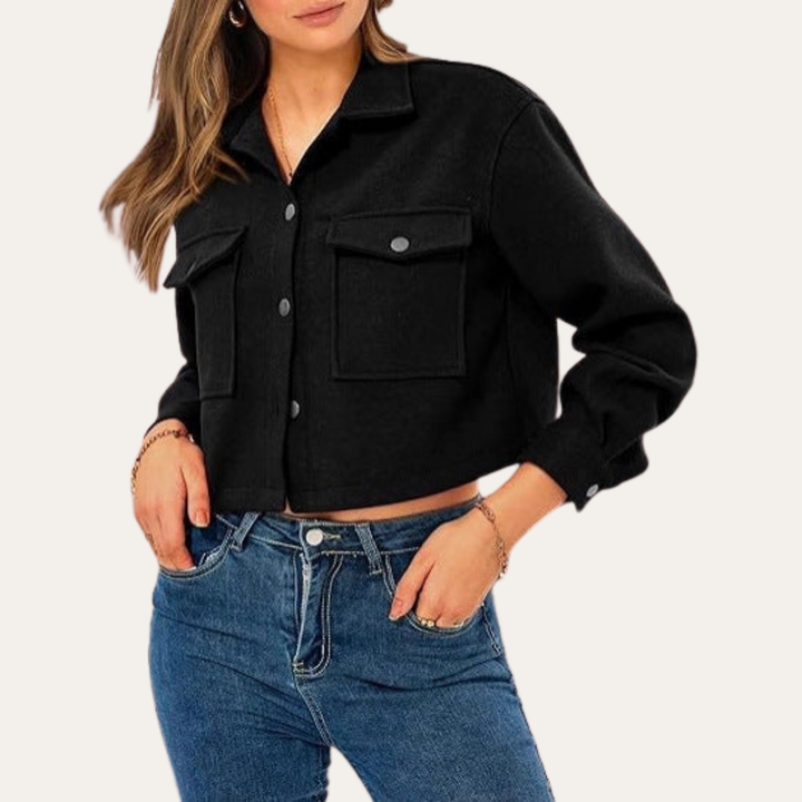 Damen Hemdjacke mit Knöpfen Brusttaschen | Vestea