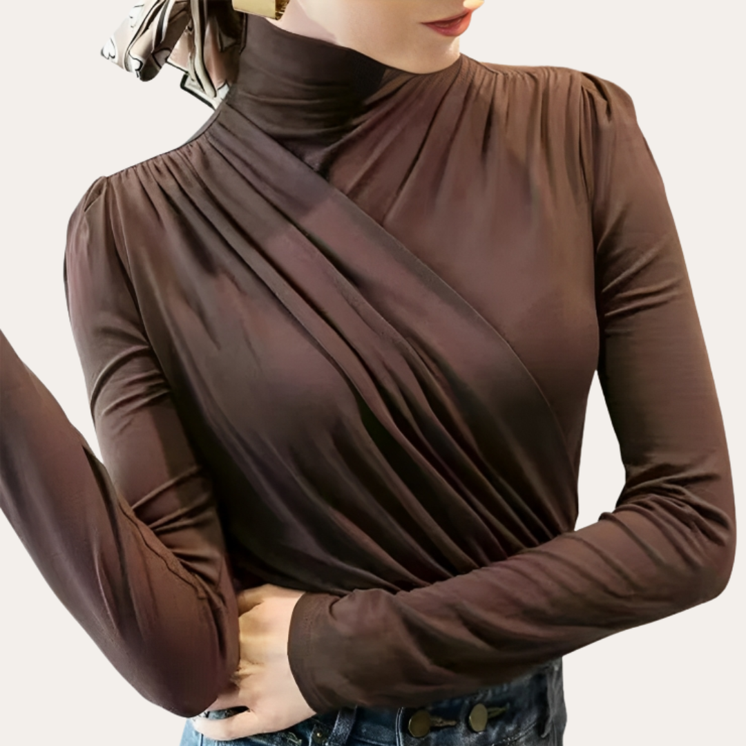 Damen Langarmshirt mit Stehkragen | Vestea