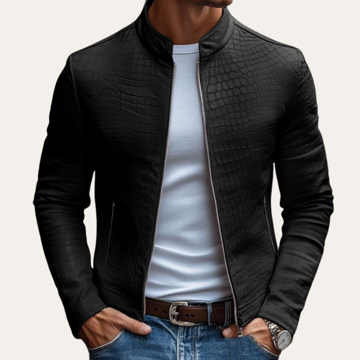 Herren Kunstleder Jacke Slim Fit Biker | Vestea