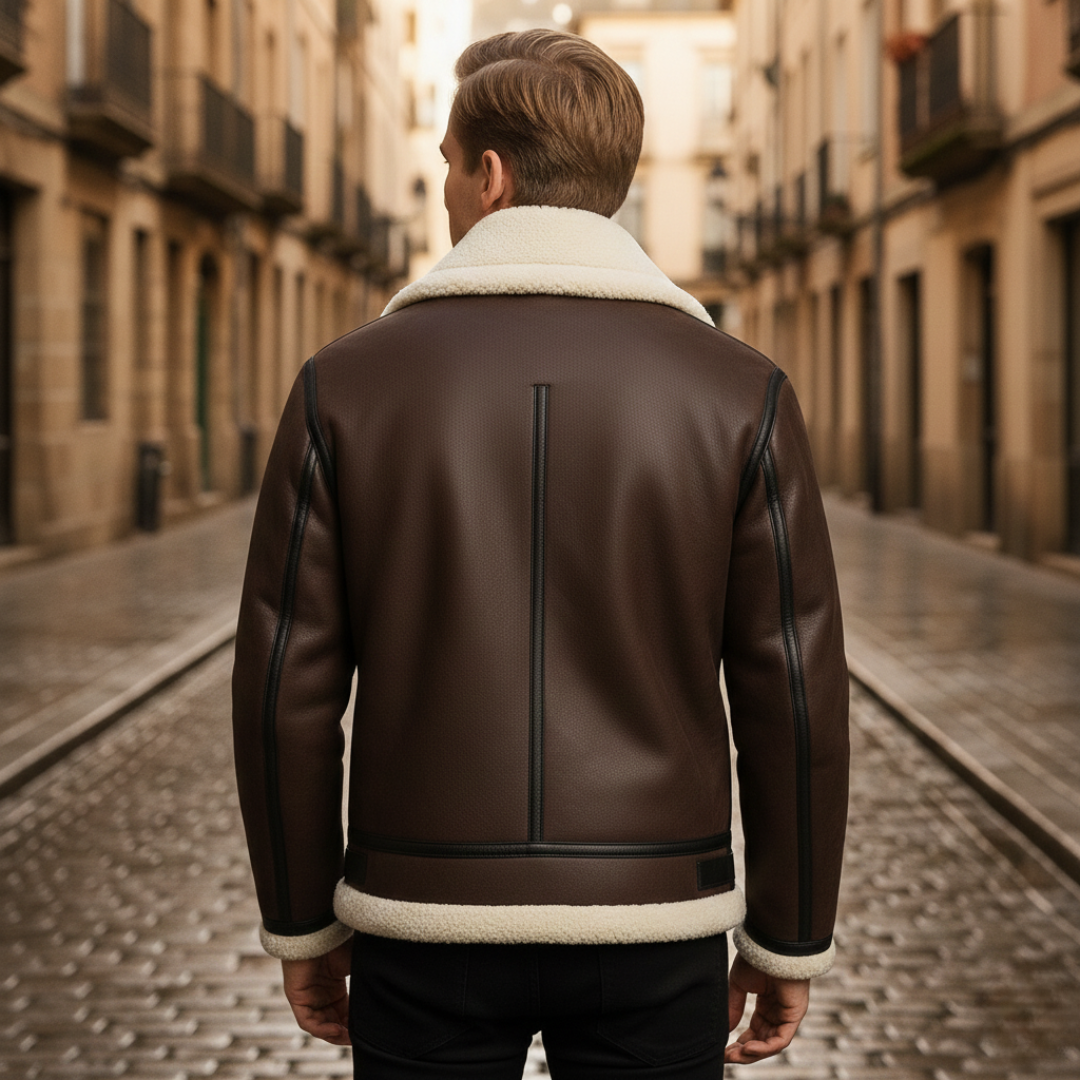 Herren Fliegerjacke Winterjacke Lammfell-Optik Textil | Vestea