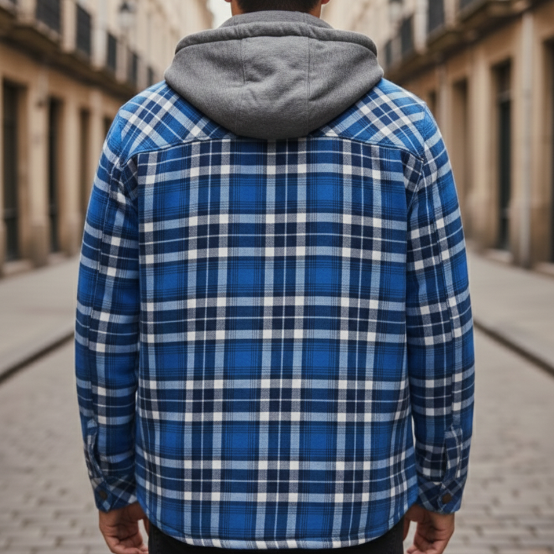 Herren-Flanelljacke mit Karomuster und Kapuze | Vestea