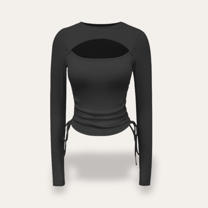 Damen Langarmshirt mit Cut Out und Raffung | Vestea