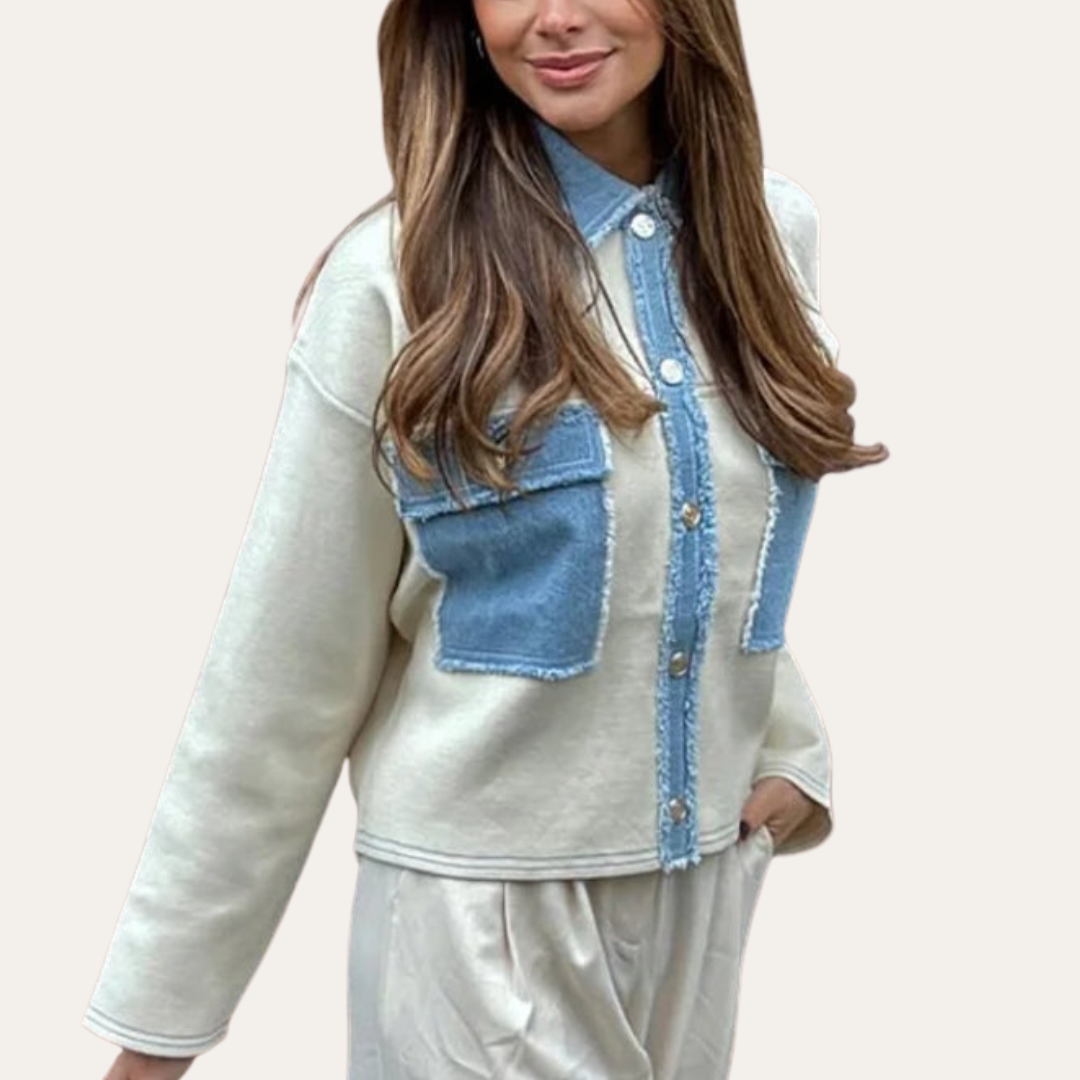 Damen Denim Freizeitjacke mit Fransen | Vestea