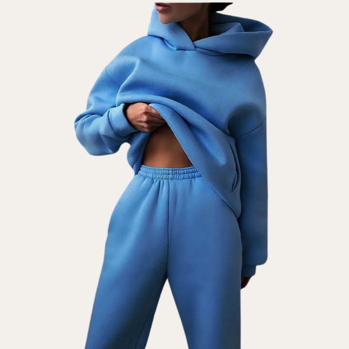 Damen Freizeit Trainingsanzug Zweiteiler Hoodie Set | Vestea