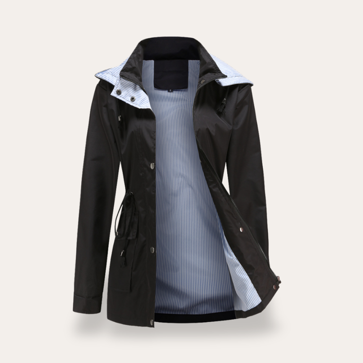 Damen Regenjacke mit Kapuze und Kordelzug Wasserabweisend | Vestea