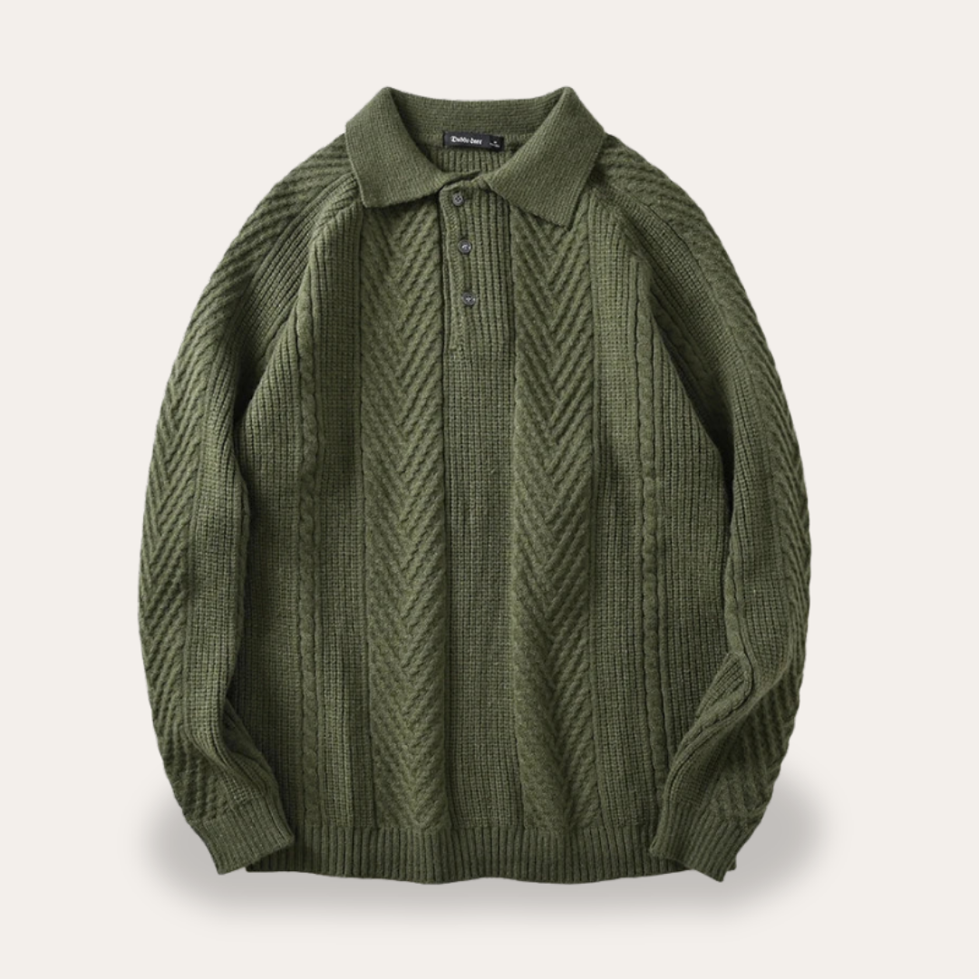 Herren Strickpullover mit Polokragen Wollmix | Vestea
