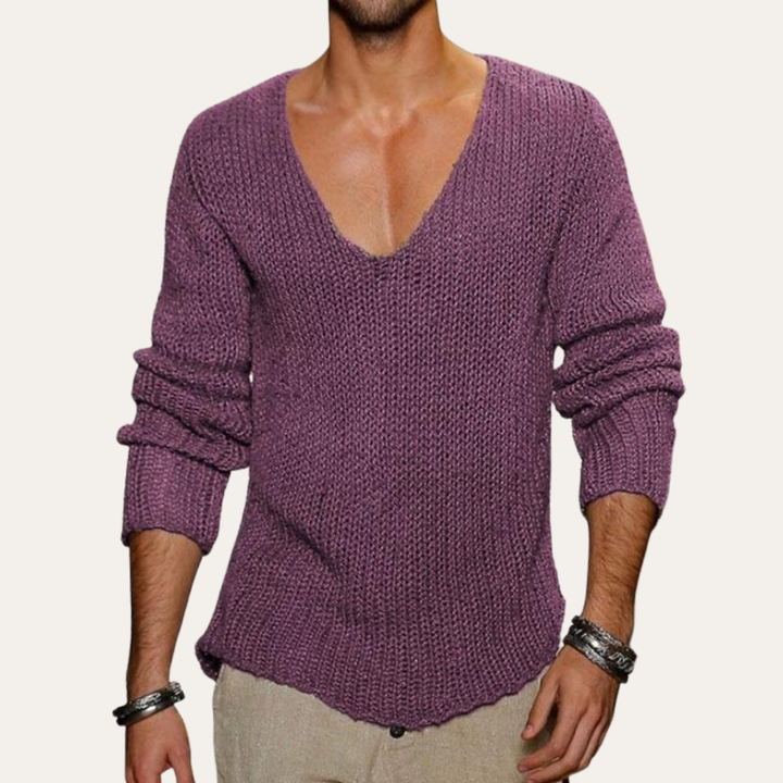 Herren Strickpullover mit tiefem V-Ausschnitt | Vestea