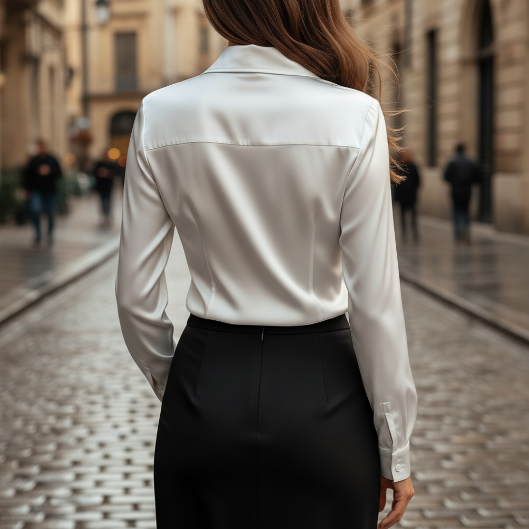 Damen Bluse mit Wasserfallausschnitt Elegant | Vestea