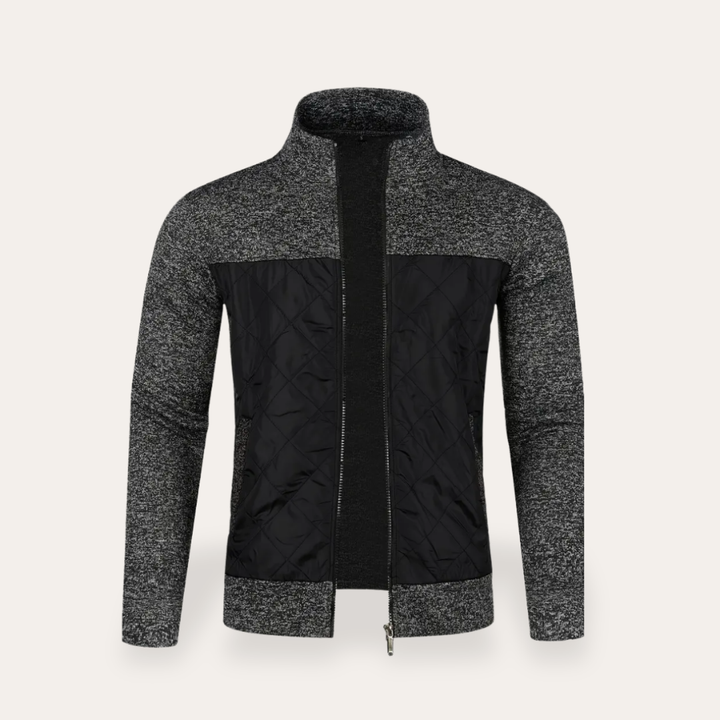 Herren Strickjacke Materialmix Stehkragen Winter | Vestea