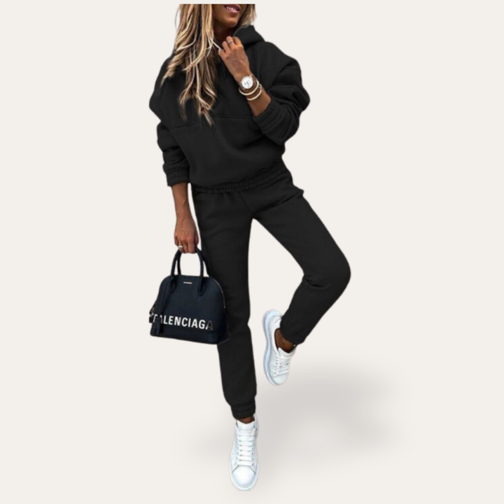 Damen Freizeitanzug Zweiteiler mit Hoodie Baumwollmischung | Vestea