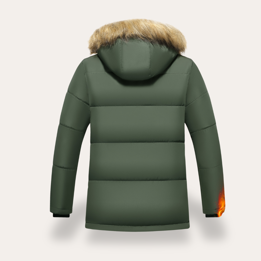 Herren Winter-Steppjacke mit Kapuze Grün | Vestea