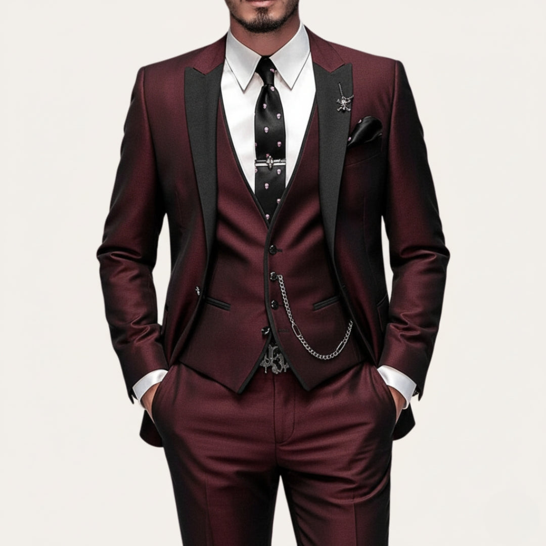 Herren 3-Teiler Anzug Slim Fit – Sakko, Weste & Hose aus Polyester-Viskose-Mix | Vestea