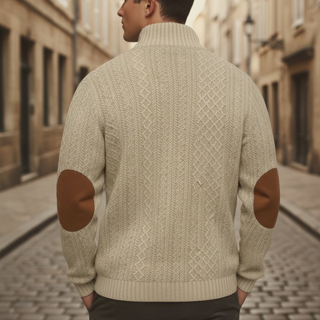Herren Strickpullover mit Stehkragen und Knopfleiste | Vestea