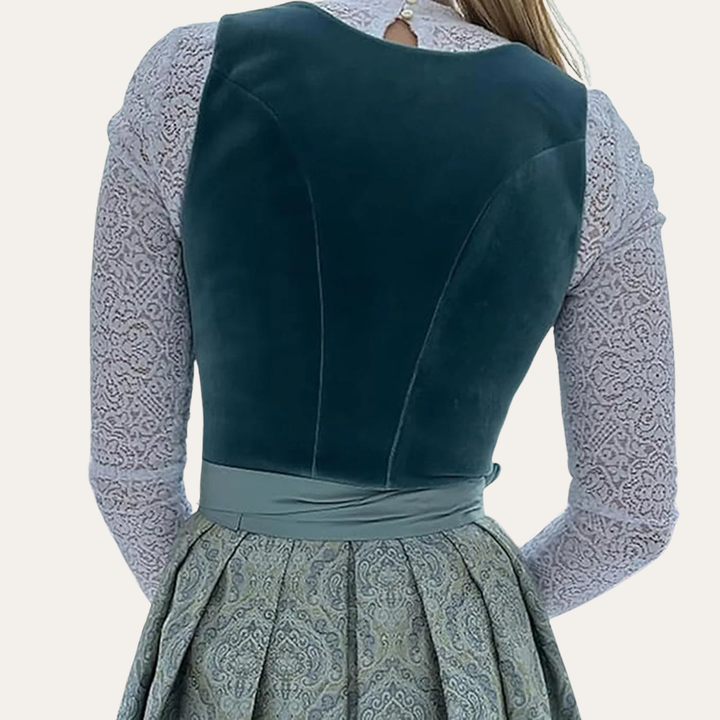 Damen Dirndl Kleid Samt mit Schürze | Vestea