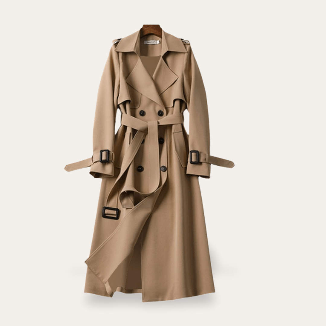 Damen Trenchcoat mit Gürtel und Doppelreiher | Vestea