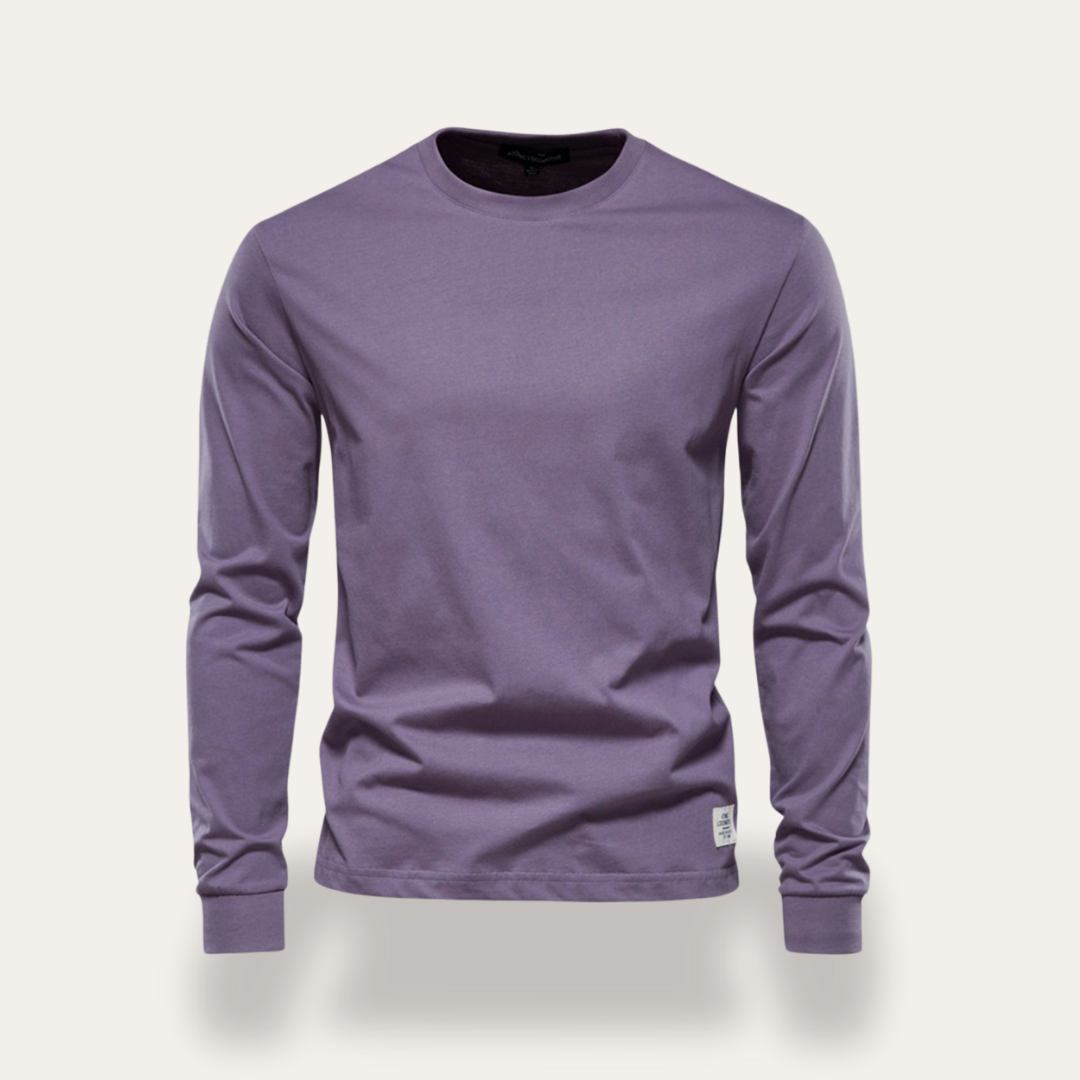 Herren Langarmshirt Rundhals Basic Freizeit Stretch | Vestea