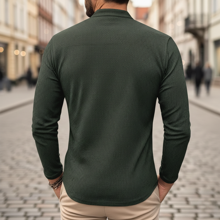 Men's Long Sleeve Henley Shirt | Vestea