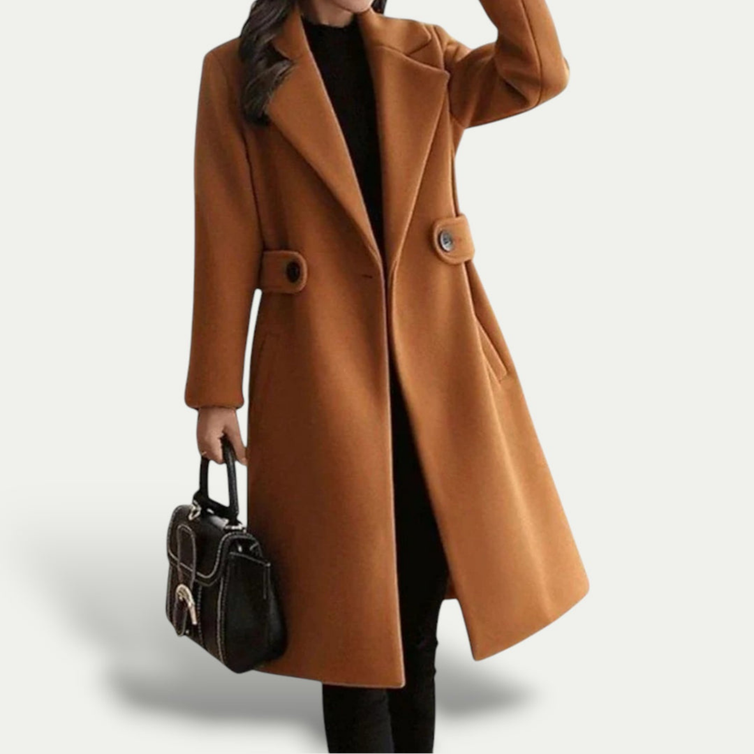 Damen Mantel – Langer Textil Wintermantel | Vestea