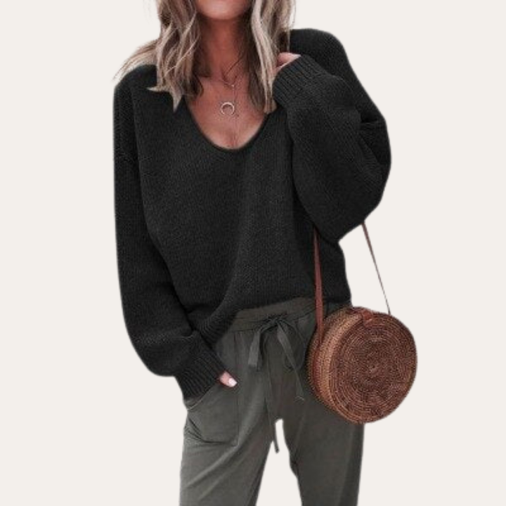 Damen Pullover mit V-Ausschnitt und Oversize Passform | Vestea
